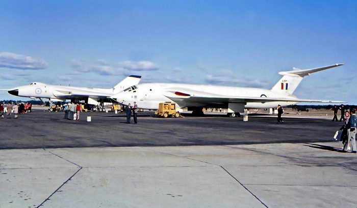 A Victor and Vulcan bomber together at an air show in 1964. Credit: aussiejeff CC BY 2.0