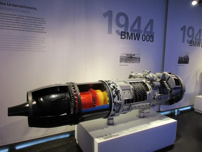The BMW 003 turbojet engine used in the He 162 Salamander. Image by Arnaud 25 CC BY-SA 4.0