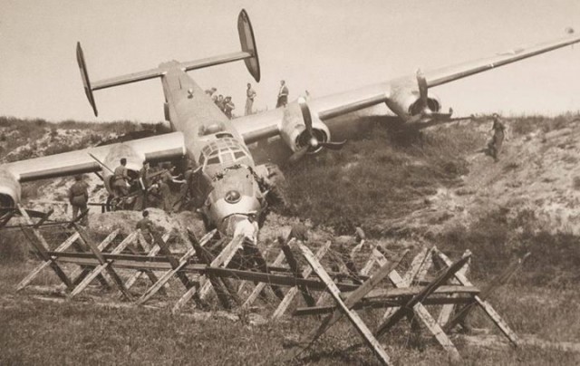 B-24 after an emergency landing