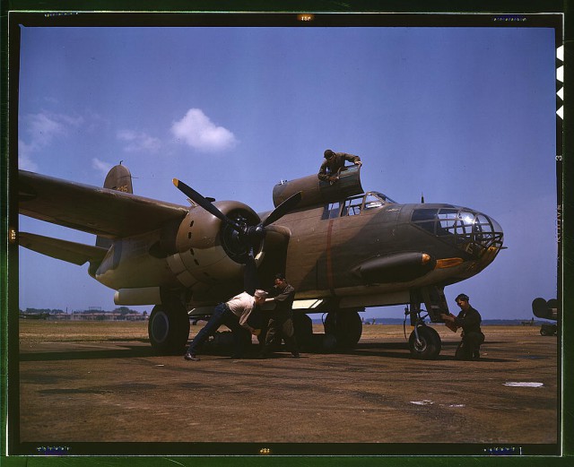 Servicing an A-20 bomber, Langley Field, Virginia.