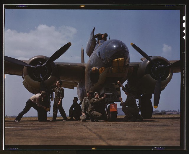 Servicing an A-20 bomber, Langley Field, Virginia.