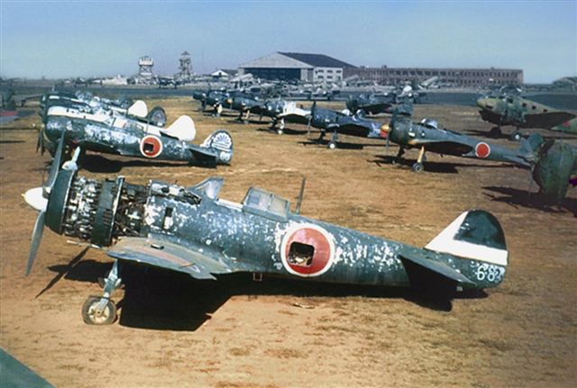 Ki-84s, Ki-43s on a JAAF base post-war.