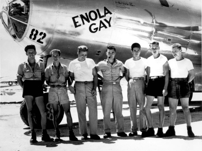 The crew of B-29 Superfortress Enola Gay, the first aircraft to drop an atomic weapon.