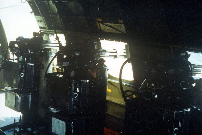 Internal view of the three miniguns.