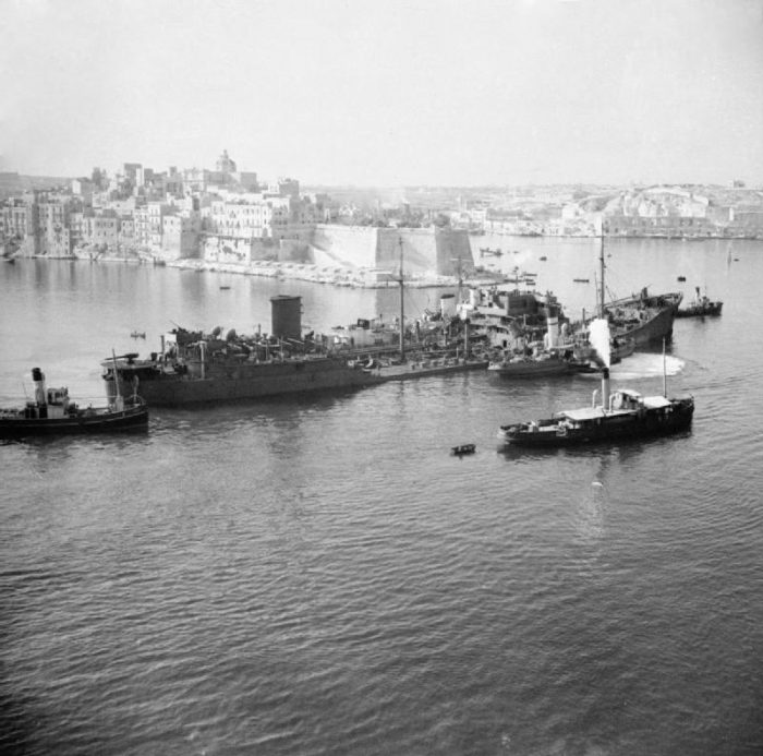 The incredibly stubborn oil tanker SS Ohio, after repeated attacks from the Germans, arriving in Malta.