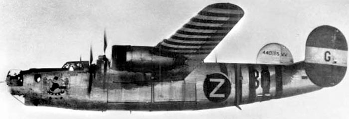 Rage in Heaven (USAAC Serial No. 44-40165), a later model B-24J Liberator, was Lead Assembly Ship for 491st Bombardment Group, operated by the 852nd Bombardment Squadron.