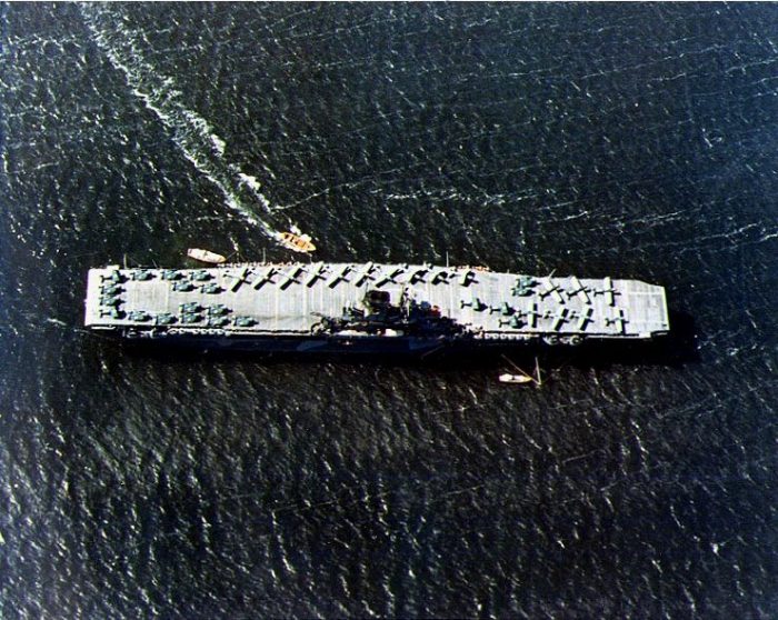 SB2U-3s on deck of Wasp in June 1942.