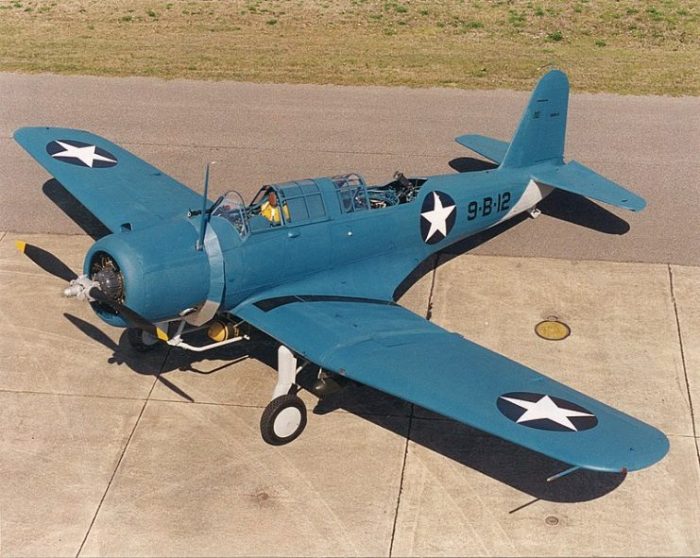 The only known to exist Vought SB2U-2 Vindicator Bureau Number 1383 on display at the National Naval Aviation Museum. Recovered by A and T Recovery from Lake Michigan in 1990.