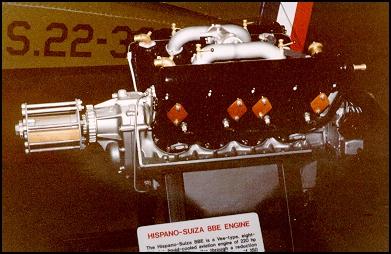 A geared Hispano-Suiza 8BE engine on display at the NMUSAF.