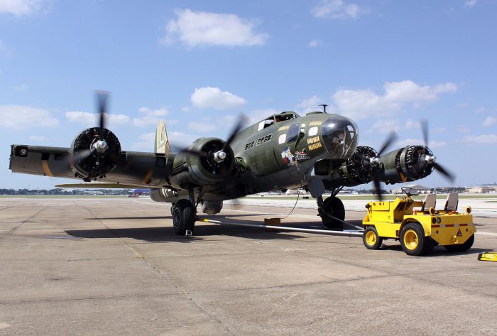 Texas Raiders B-17 undergoing main wing spar replacement. Image by Ebdon CC BY 3.0