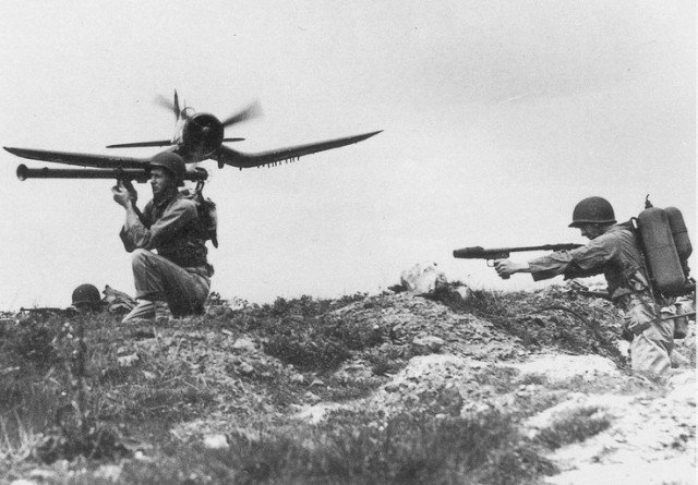 F4U Corsair flying top cover in WWII