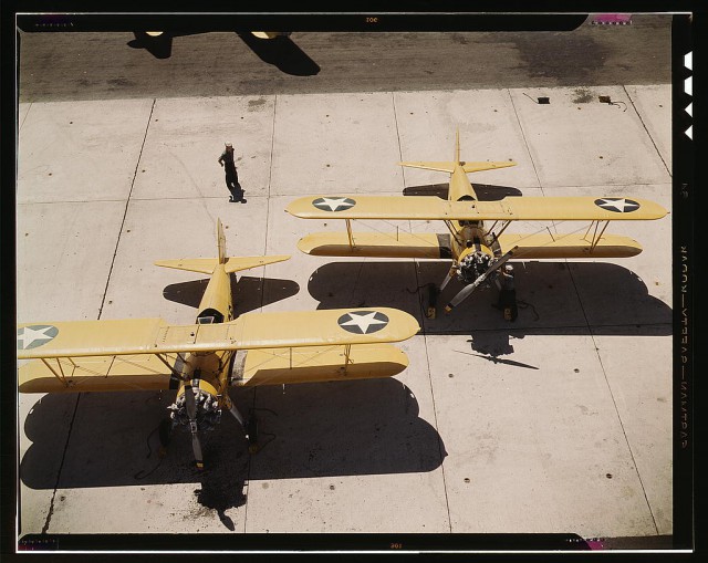 Navy N2S primary land planes at the Naval Air Base in Corpus Christi, Texas.