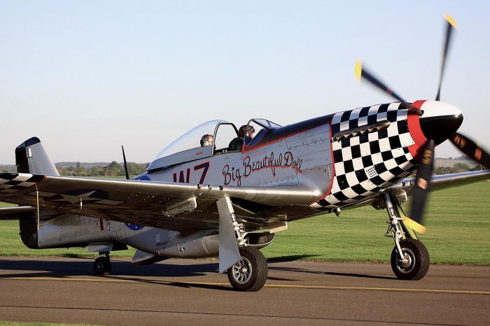 This particular P-51 crashed at Duxford Aerodrome in 2011 after a Douglas A-1 Skyraider clipped the aircraft. Image by Tim Felce CC BY-SA 2.0.