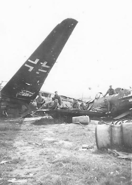 US Troops with Luftwaffe Fw 190 and Bomber Wrecks