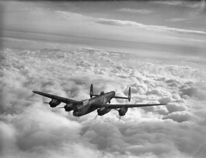 Lancaster B Mark III, LM449 ‘PG-H’, of No. 619 Squadron RAF based at Coningsby, Lincolnshire, in flight.