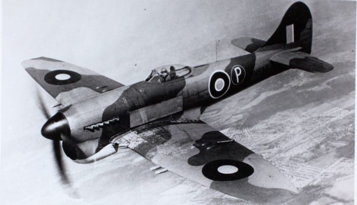 The Hawker Tempest had a speed of around 400 mph at sea level, and up to 435 mph at 17,000 ft. This combined with its powerful 20 mm cannons made it ideal for hunting V-1s.